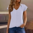 thumbnail image 5 of ClodeEU Women's Cutout V-Neck Ruffle Short Sleeve T-Shirt ,Casual Flounce Sleeve Tee Purple,Womens Plus XXL, 5 of 9