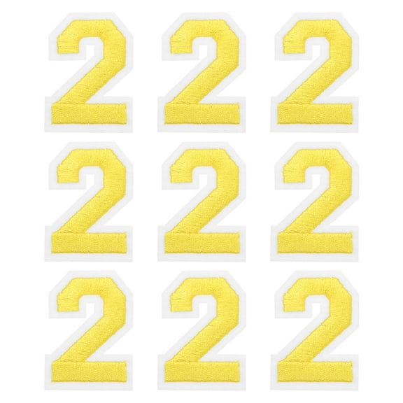 Uxcell Iron on Number Patches 2" Number 2 Embroidered Patch (Yellow, Pack of 9)