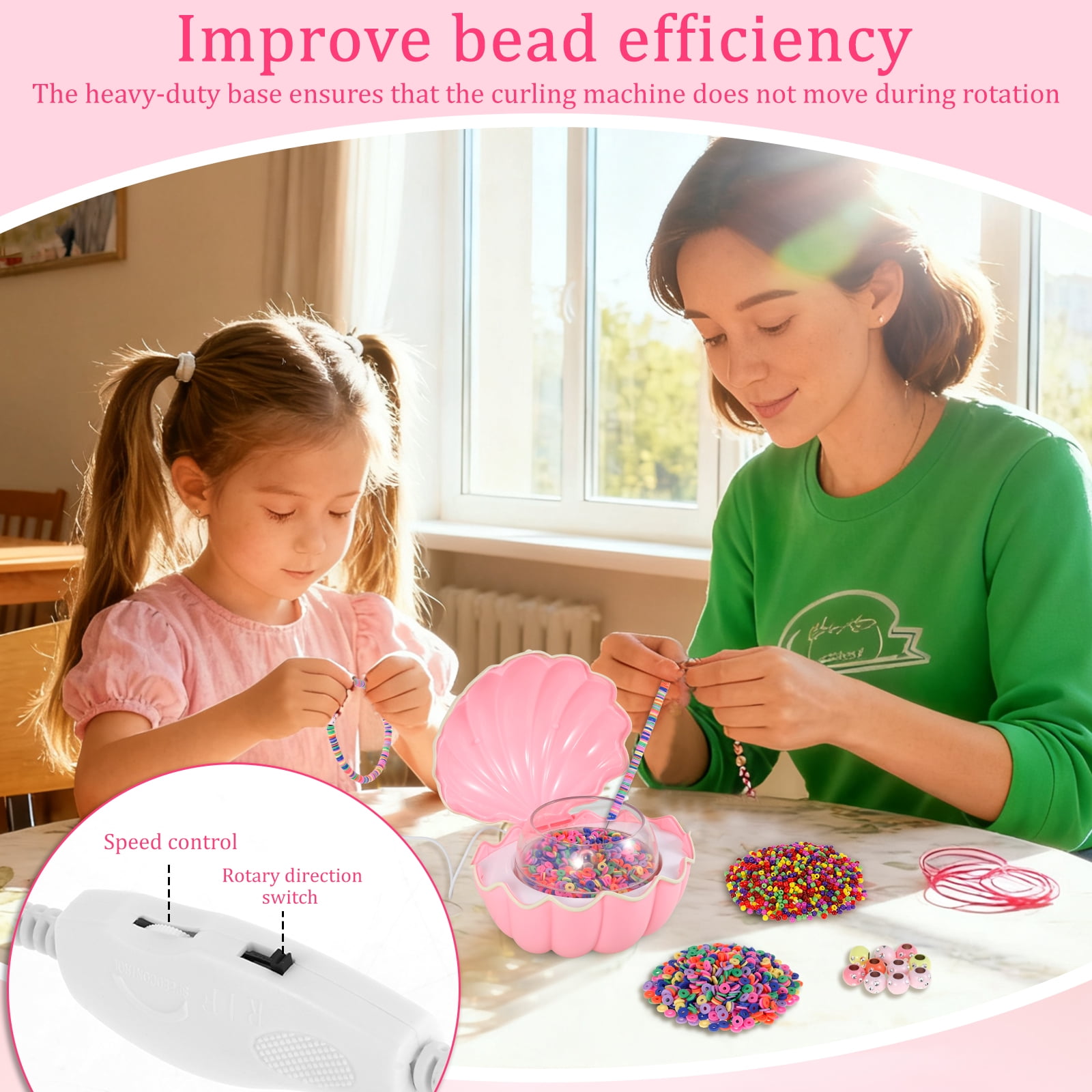 Threns Plastic Electric Bead Spinner Efficient Adjustable Speed Bracelet Bead Spinner for DIY Beginner and Enthusiast
