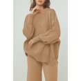 thumbnail image 4 of Pink Queen 2 Piece Sweater Sets for Women Loose Long Knit Pullover and Pants Brown M, 4 of 7