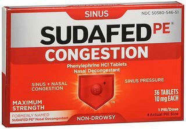 SUDAFED PE Congestion Maximum Strength Non-Drowsy Tablets 36 ea (Pack of 4)