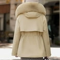 thumbnail image 4 of Gamivast Fleece Lined Coats for Women Oversized Zip up Button Down Faux Fur Hooded Jackets Winter Fuzzy Long Sleeve Outerwear with Pockets Warm Drawstring Waist Jacket, 4 of 5