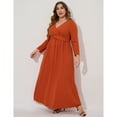 thumbnail image 3 of Women's Plus Size Long Dress Short Sleeve V Neck Empire Waist Beach Party Dresses, 3 of 5