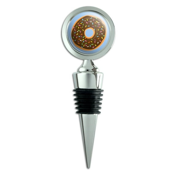 Cute Donut with Sprinkles Chocolate Icing Wine Bottle Stopper