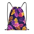thumbnail image 1 of Xecao Purple Flower Pattern Sports Drawstring Backpack - String Swim Gym Bag with Wet Proof Pocket for Women&Men-Medium, 1 of 6