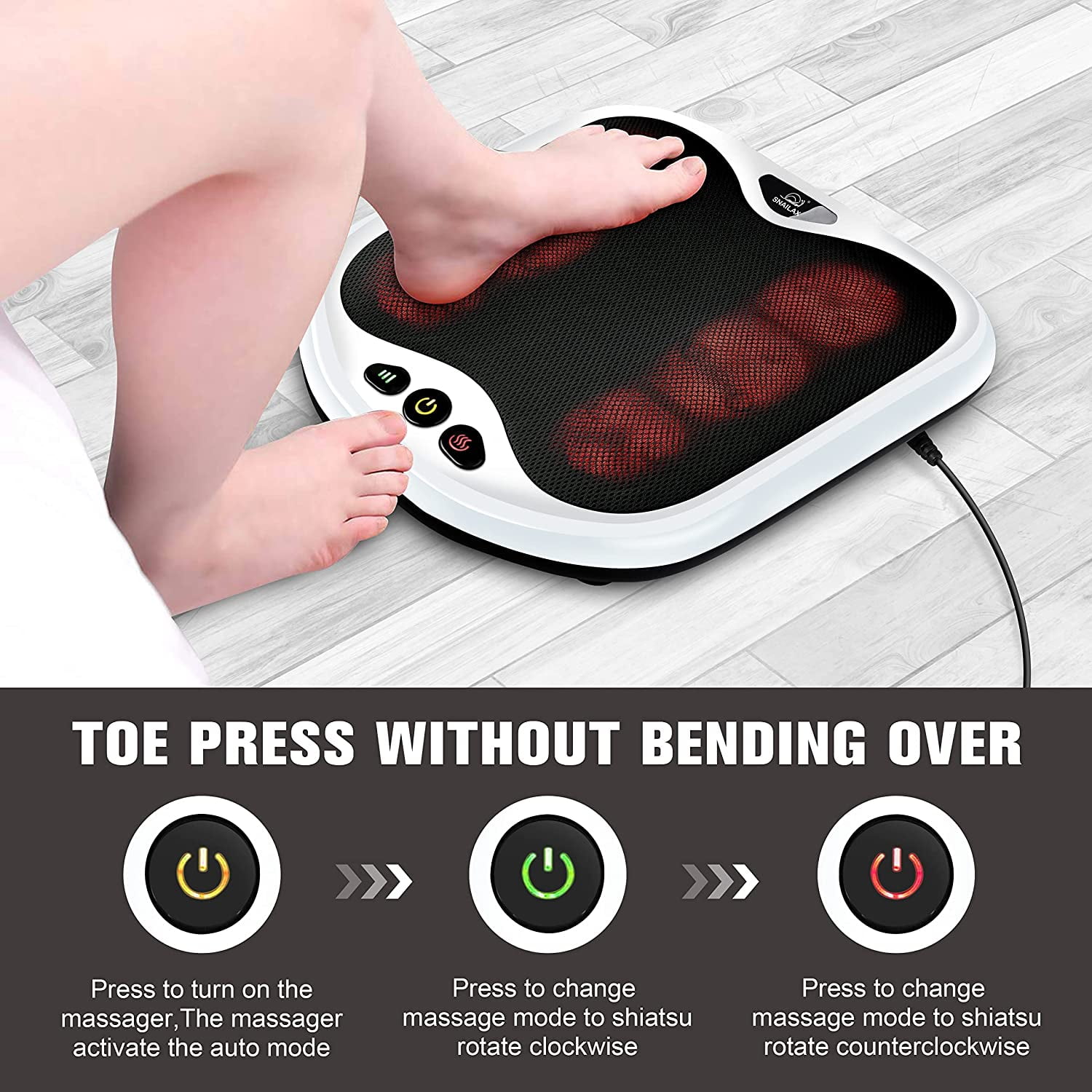 Snailax 2-in-1 Shiatsu Foot and Back Massager with Heat - Versatile and  Portable Relaxation Solution – TweezerCo