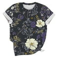 thumbnail image 4 of jtjvou Women's Short Sleeve Tuinc Crewneck Tuinc Lady Trendy Fashion Going out Tops for Teen Floral Pullover Summer Plus Size Multicolor,XXXXL, 4 of 5