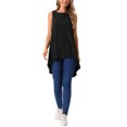 thumbnail image 2 of INSPIRE CHIC Women's High Low Tops Casual Sleeveless Blouse Crewneck Asymmetrical Loose Shirt Summer Top S Black, 2 of 5