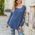 thumbnail image 4 of Blusa Estampado de leopardo Manga larga con hombros descubiertos Cuello redondo Tops de moda para mujer, 4 of 7