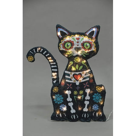 Spooky Town 28 inch Day of the Dead Cat Outdoor 2D LED Yard Décor