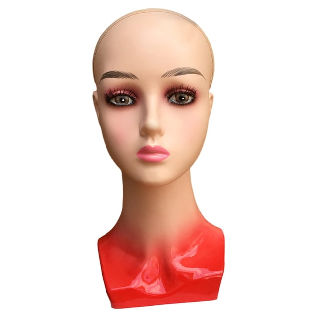 Female Bald Mannequin Head Stable Base Multifunctional Smooth Holder Manikin redcloth