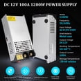thumbnail image 2 of Fuente de alimentación del convertidor AC a DC 12 V 100 A 1200 W 110 V a 12 V, 2 of 7