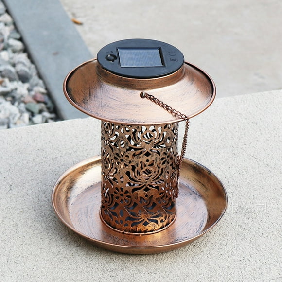 Bdday Squirrel Feeder 2 In 1 Bird Feeder with Solar Street Lamp Garden Birdhouse Metal Tray Bird Seed for Outside Feeders