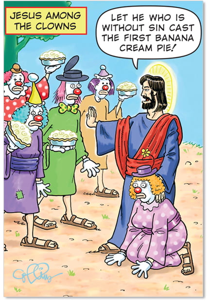 B1824 Jesus Among the Clowns' Box Set of 12 Humor Merry Christmas Cards ...