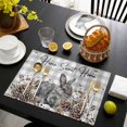 thumbnail image 3 of Rabbits Pine Cone Placemats Set of 6, Sweet Home Texture Grey Plaid Farmhouse Placemats for Dining Table, Place Mats for Kitchen Tabletop, Waterproof Wipeable Dining Table Mats Set, 3 of 9