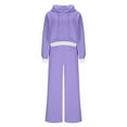 thumbnail image 4 of Womens 2 Piece Outfits Cotton Fleece Sweatsuits Crop Hoodie and Wide Leg Sweatpant Sets Casual Fall Track Suits (XL, Purple), 4 of 7