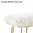 thumbnail image 6 of White Faux Fur Ottoman Bench Upholstered Furry Entryway Bedroom Bench with Gold Metal Legs, for Entryway, Living Room, Bedroom, 6 of 6