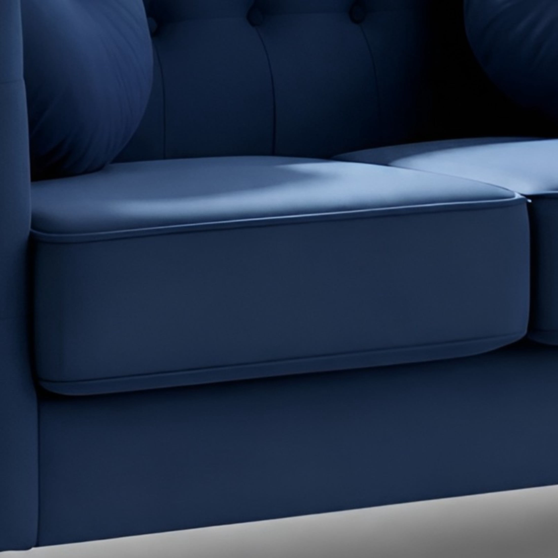 GDF Studio 58.3" Loveseat with Button-Tufted Crushed Velvet Upholstery & Tapered Wood Legs, Deep Blue