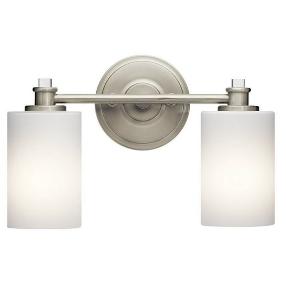 2 Light Swing Arm Vanity Light Damp Location Rated with Transitional Style 9.25 inches Tall By 14 inches Wide-Brushed Nickel Finish-Incandescent
