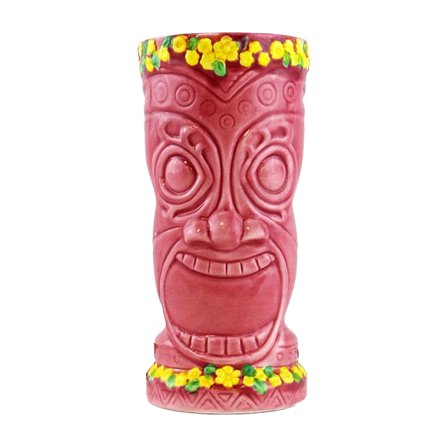 BarConic® Tiki Drinkware, Pink Flower Goddess, 12 Ounces
