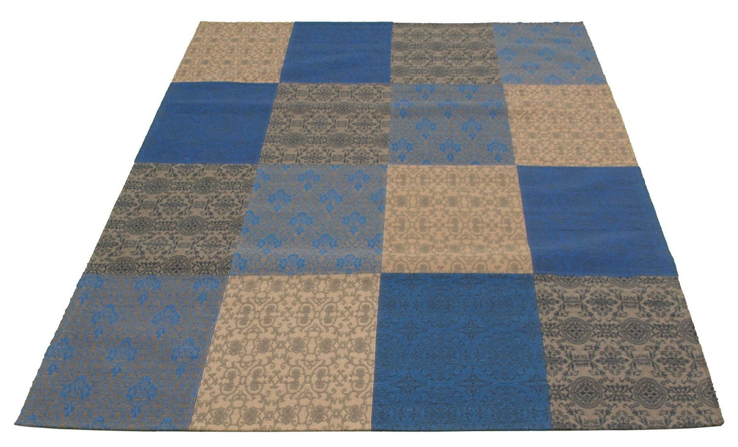 ECARPETGALLERY 6'8" x 9'9" Transitional Collage Handmade Area Rug for Living Room, Dining Room and Bedroom in Blue