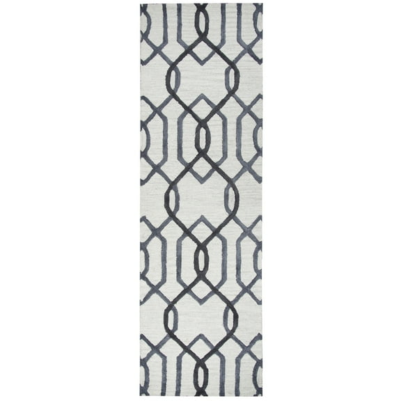 Alora Decor Berlin 2'6" x 8' Trellis Grey/Gray/Rust/Blue Hand-Tufted Area Rug