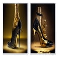 thumbnail image 2 of Designart "Champagne-Tinged Golden High Heel II" Fashion Framed Wall Art Set Of 2 - Gold Fashion Gallery Wall Frame Set For Home Decor, 2 of 7
