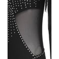 thumbnail image 6 of Zaldita Women's Long Sleeve Latin Dance Dress Shiny Rhinestones Tango Jazz Dance Leotard Dresses Black XL, 6 of 7