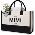 thumbnail image 1 of GFDYREE Personalized Initial Canvas Beach Bag, Monogrammed Gift Tote Bag for Women, 1 of 6