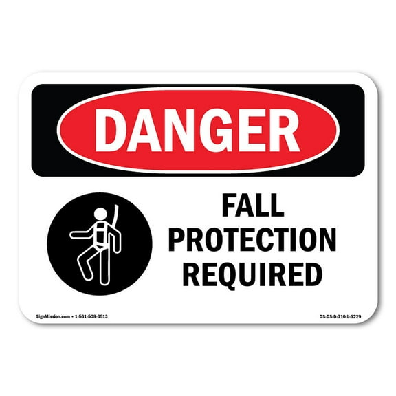 OSHA Danger Sign - Fall Protection Required | Plastic Sign | Protect Your Business, Construction Site, Warehouse & Shop Area | Made in The USA