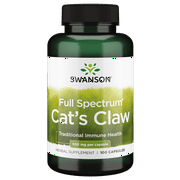 Swanson Full-Spectrum Cat's Claw - Herbal Supplement Promoting Digestive Health & Immune System Support - Natural Formula Supporting Joint Health - (100 Capsules, 500mg Each)