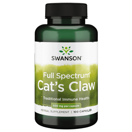 Swanson Full-Spectrum Cat's Claw - Herbal Supplement Promoting Digestive Health & Immune System Support - Natural Formula Supporting Joint Health - (100 Capsules, 500mg Each)