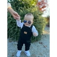 thumbnail image 3 of Baby Boy Bib Overalls Button Suspender Pants Plain Romper Loose Jumpsuit Solid Straps Trousers Sets 9-12 Months, 3 of 6