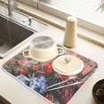 thumbnail image 2 of Yayeee Dish Drying Mat for Kitchen Counter 18" x 24" Microfiber Super Absorbent Coffee Decorative Pad, Red Vibrant Flowers, 2 of 9