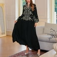 thumbnail image 6 of Xuniizn Muslim Dresses for Women, Maxi Long SLeeve V Neck Embroidery Fall Loose Dress, Soft Comfy Elegant Ethnic Dress, 6 of 6