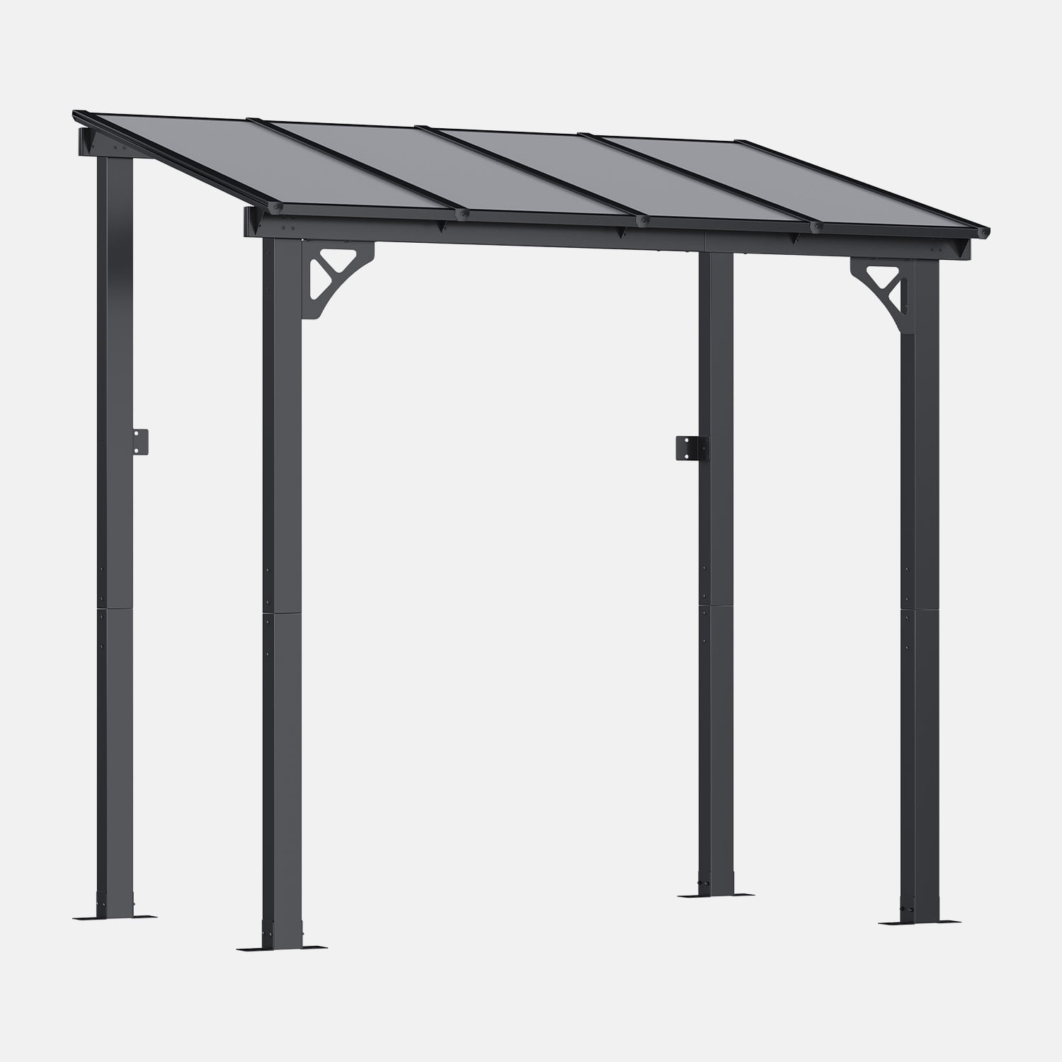 Clouddwell 8'x 5' Wall-Mounted Gazebo Pergola with Aluminum Top Frame & Polycarbonate Panel, Large Heavy-Duty Awnings for Backyard Black