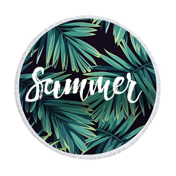 Xihbxyly Toalla de Playa Tropical, Diseño Redondo Extragrande, Microfibra Supersuave, Secado Rápido para Aventuras Al Aire Libre, Camping, Yoga y Piscina, 150 X 150 Cm, Detalle de Borlas.