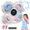 Pink with Blue Light, variant on AbahubFit Kids Smart Music Boxing Trainer, Wall Mounted Punching Bag with 4 LED Light-Up Target Pads, 5 Volume & 9 Speed Levels, Type-C Rechargeable Wall Pad with Gloves