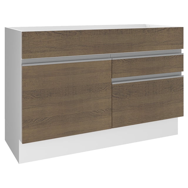 Alacena Madesa Glamy 120 cm 1 Puerta 2 Cajones (Sin Encimera ni Tarja) Blanco/Marrón Madesa G24123GL