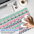 thumbnail image 4 of Long Mouse Pads for Desk,Pink and Blue Heart Shaped Boho Pattern Desk Mats on Top Of Desks, Desk Mouse Pad Extra Large with 3mm Non-Slip Base and Stitched Edge for Gaming,Office,Work,Home 31.5"x11.8", 4 of 6