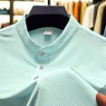 thumbnail image 4 of pstuiky camisetas de hombre, Blusa/camisa informal de cuello redondo y botones de color liso para hombre, de moda de verano camisetas de hombre l, 4 of 8