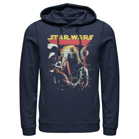 Men's Star Wars Vader Collage Pull Over Hoodie Navy Blue Large