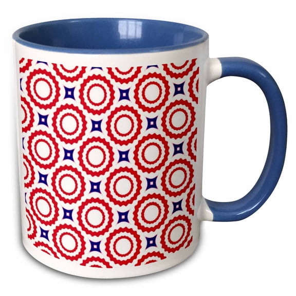 3drose, Red White and Blue, 15oz Two-tone Blue Mug