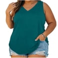 thumbnail image 1 of StSilkitty Plus Size Tank Tops for Womens Solid Color Loose V Neck Blouses Summer Beach Lightweight Soft Shirts, 1 of 7
