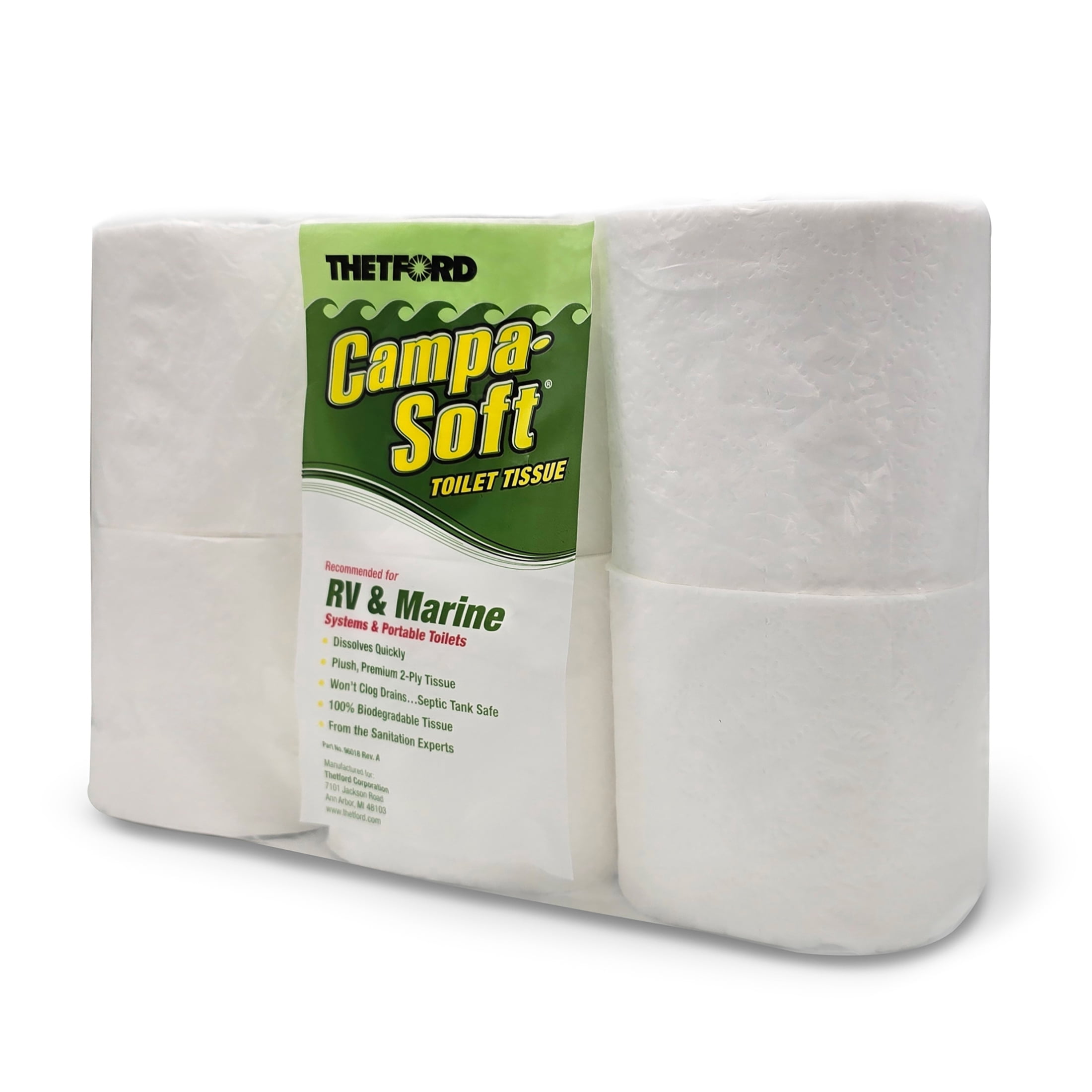 Thetford Campa-Soft RV & Marine Toilet Paper, 6 Rolls, 96005