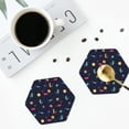 thumbnail image 4 of Vsdgher Space Dinosaur Leather Coasters for Drinks, Durable Drink Coasters 4 Set for Tabletop Protection, Luxurious Home Décor and Housewarming Gift ( {designName})Hexagon, 4 of 6