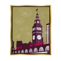 Stupell Industries Floral San Francisco City Graphic Art Metallic Gold Floating Framed Canvas Print Wall Art, Design by Shane Donahue
