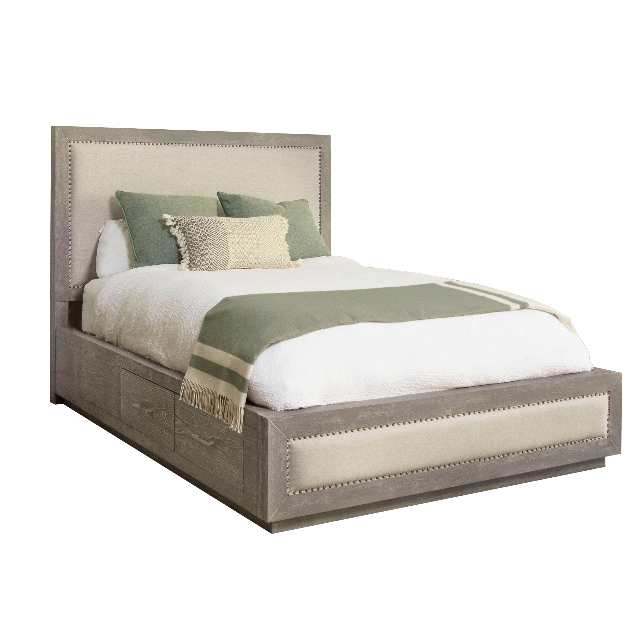 Devon & Claire Madge Wood Queen Storage Platform Bed, Fabric Headboard