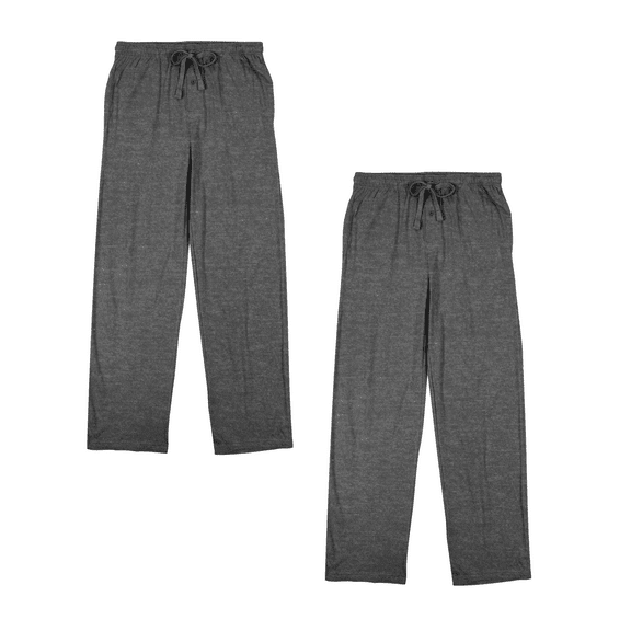 Men’s Cotton-Blend Pajama Pants – Soft Brushed Flannel Feel Sleep & Lounge Pants with Pockets & Elastic Waistband – Graphite Heather Gray 2-Pack-Large