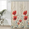 thumbnail image 2 of Red Poppy Flower Shower Curtains for Bathroom Waterproof Fabric Bath Curtains Decor Bath Tub Curtain Patriotic Botanical Summer Floral Decorative Shower Curtain Sets with 12 Hooks, 72x72 Inch, 2 of 6